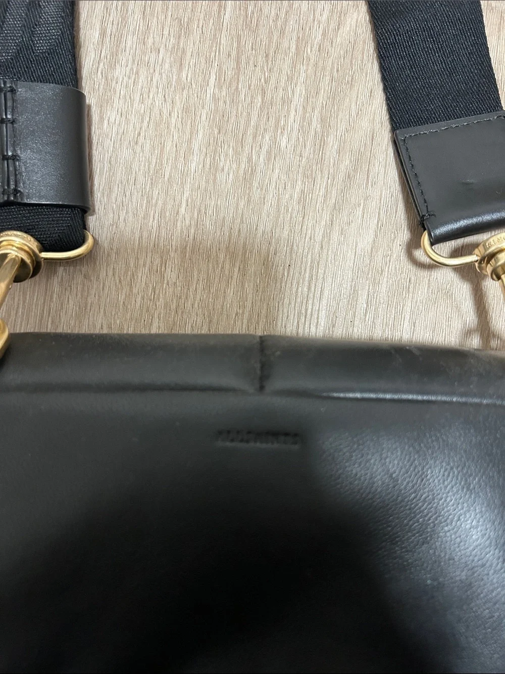 All Saints Black Padded Crossbody Bag with Logo Strap